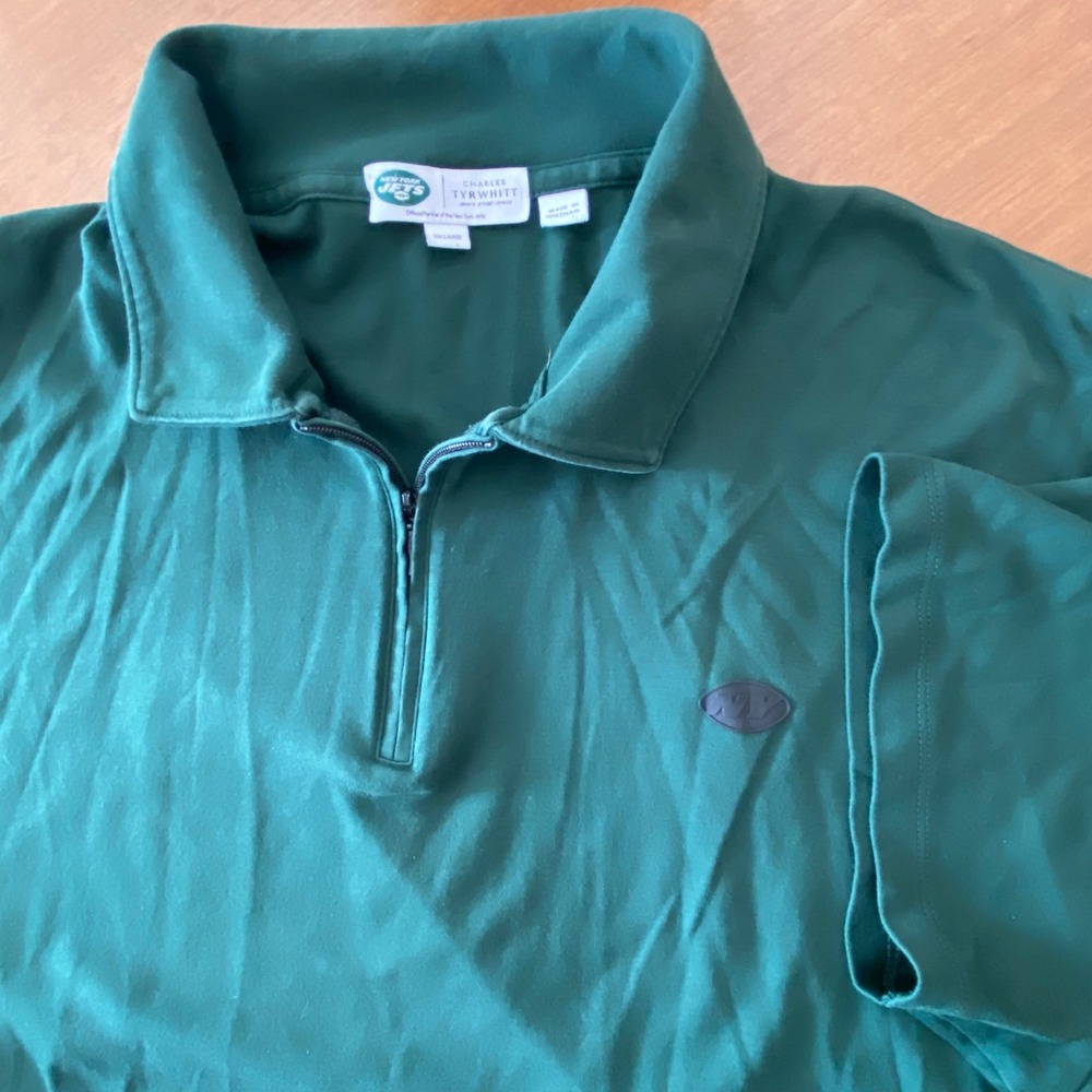 Charles Tyrwhitt New York Jets Mens XXLarge Green 1/4 Zip Cotton Polo JEP0425DGN